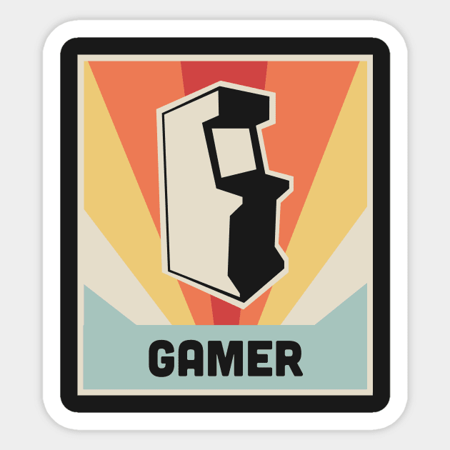 GAMER - Vintage Style Arcade Game Poster Sticker by MeatMan